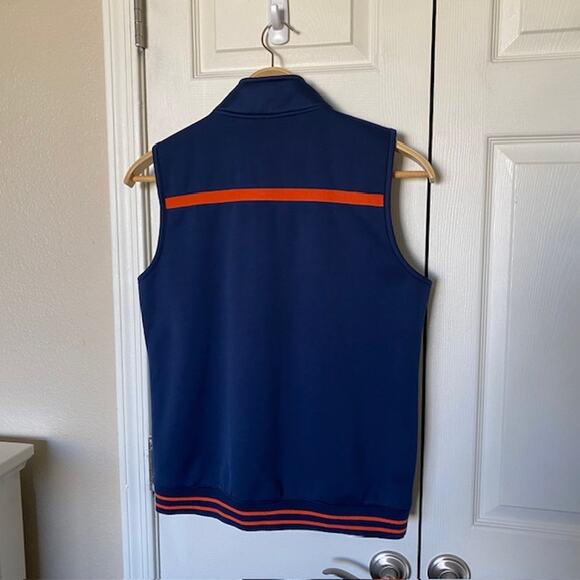 Lizgolf Vest Full Zip Navy Blue‎ w/Orange Trim Pockets Mock Neck Women's Large - Picture 2 of 13